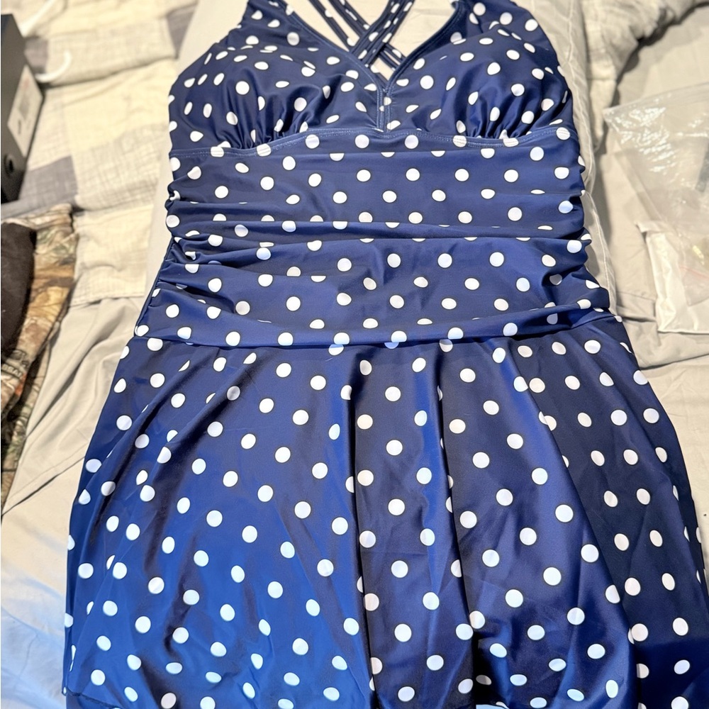 Navy Blue Polka Dot Dress